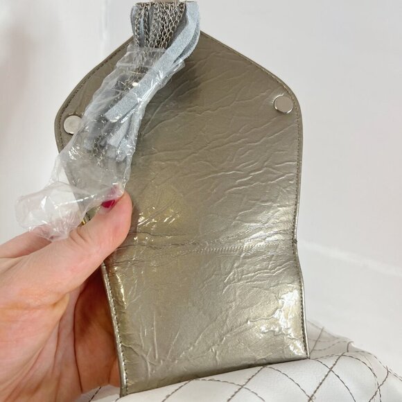 NWT Original by Sharif 1827 White Leather Handbag Convertible Backpack Silver - Picture 7 of 13